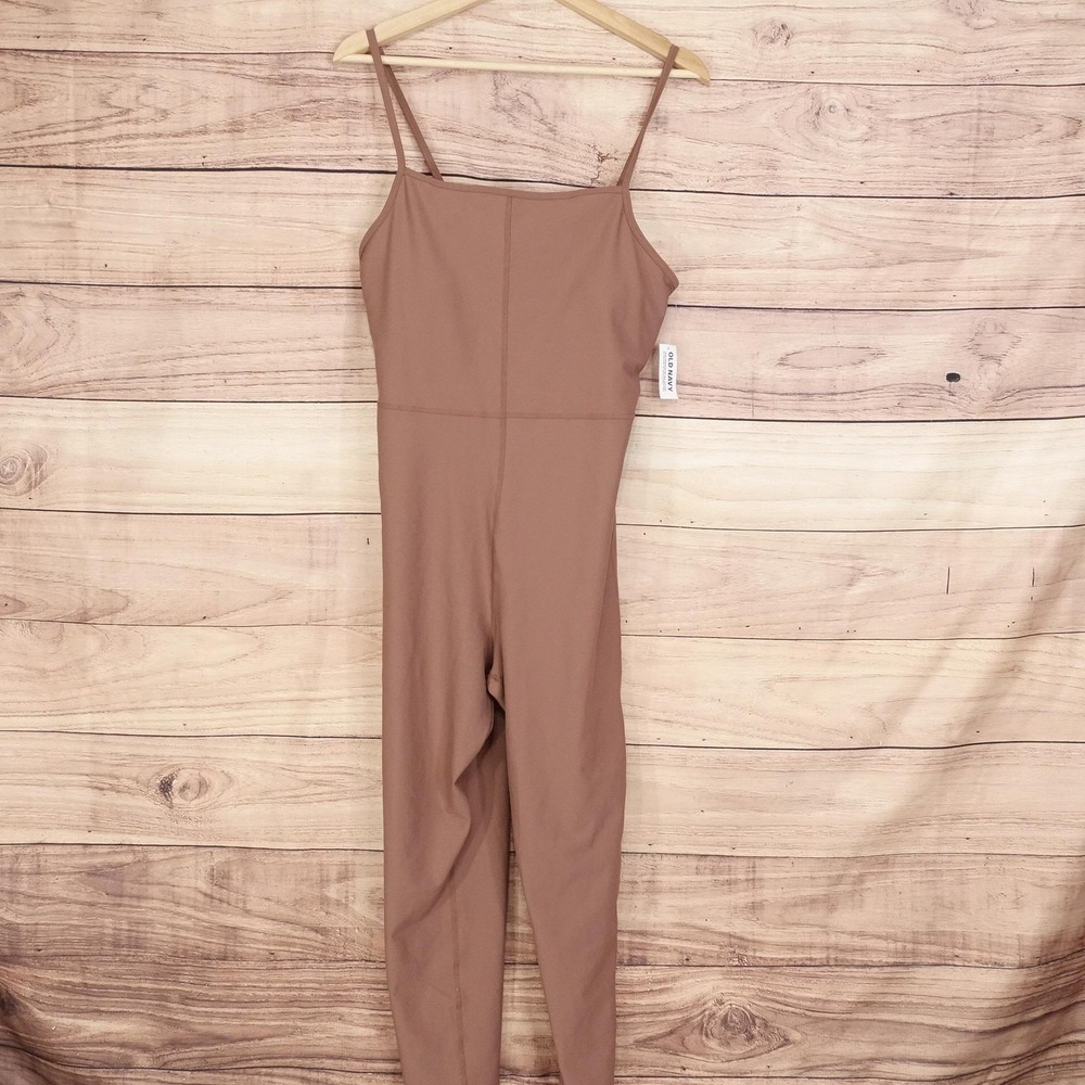 New Old Navy Powersoft Unitard Womens L Brown Square Neck Built-In Bra One Piece
